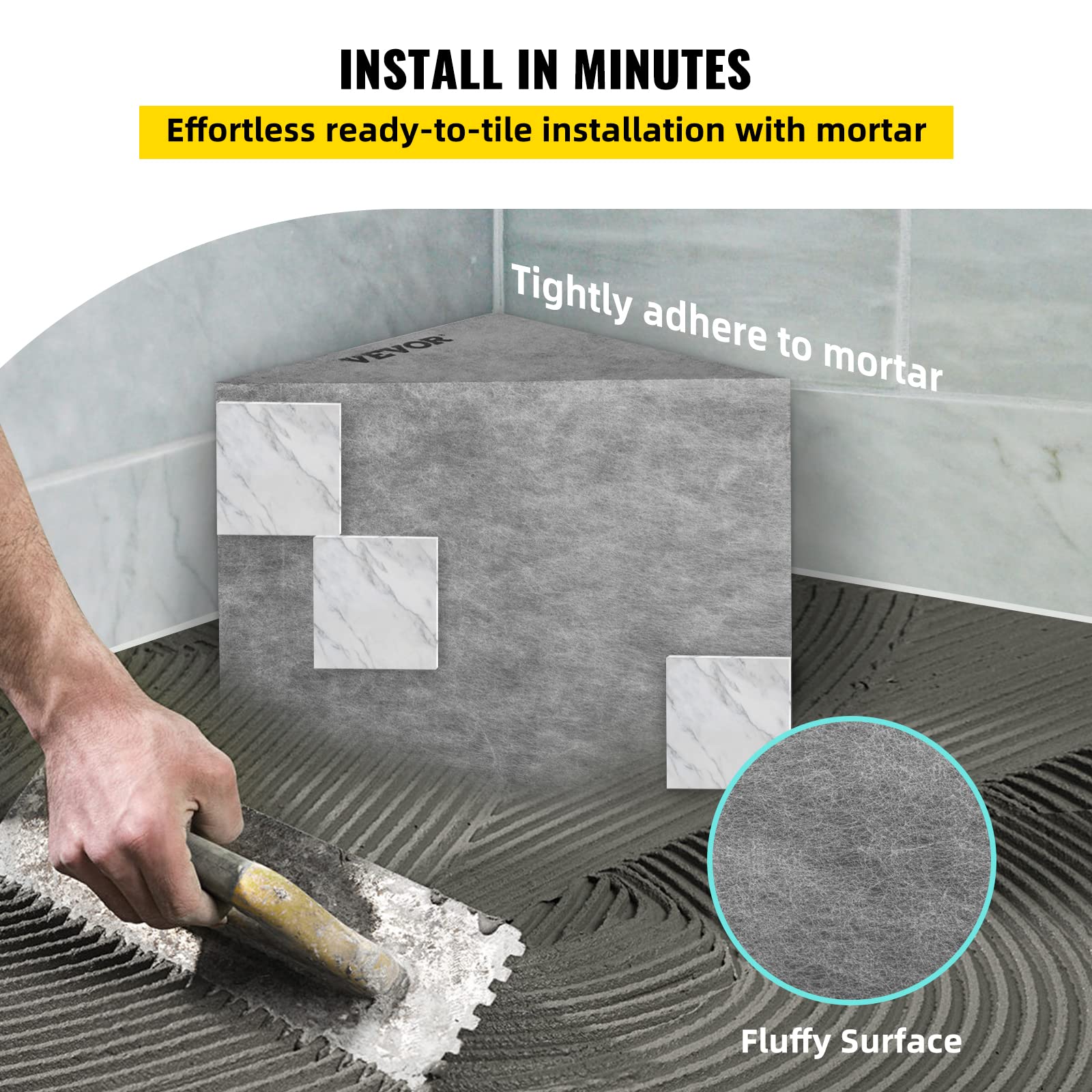 Foto 7 pulgar | Asiento De Ducha Vevor Tile De 57 X 40 X 50 Cm, Impermeable, 200 Kg, Color Gris - Venta Internacional.