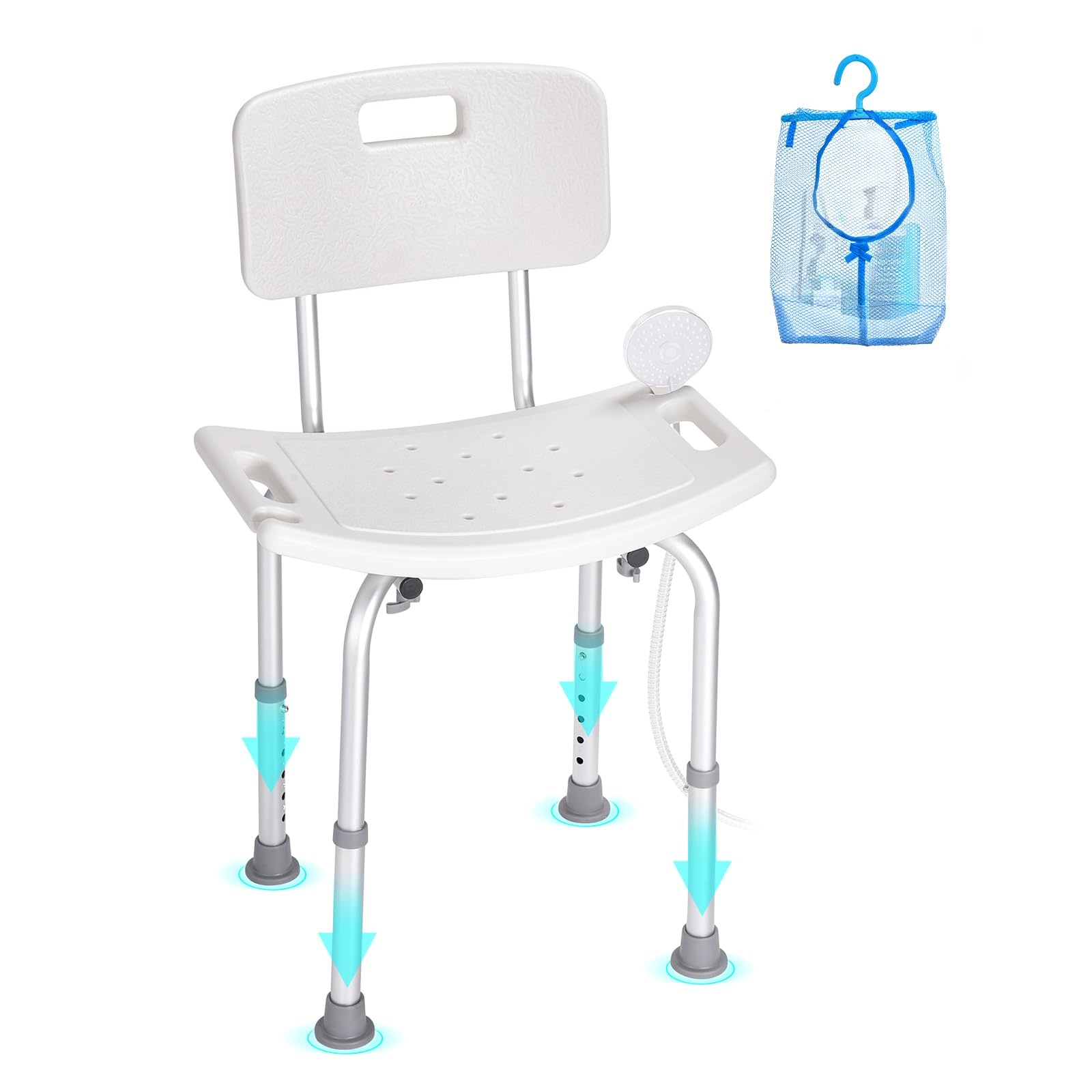 Silla De Ducha Vevor Ajustable En Altura Con Respaldo De 158,8 Kg De Capacidad - Venta Internacional.