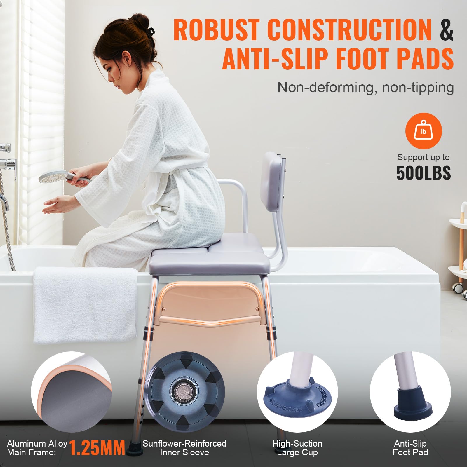 Foto 5 pulgar | Banco De Transferencia Vevor Para Bañera De 227 Kg Con Asiento Acolchado - Venta Internacional.