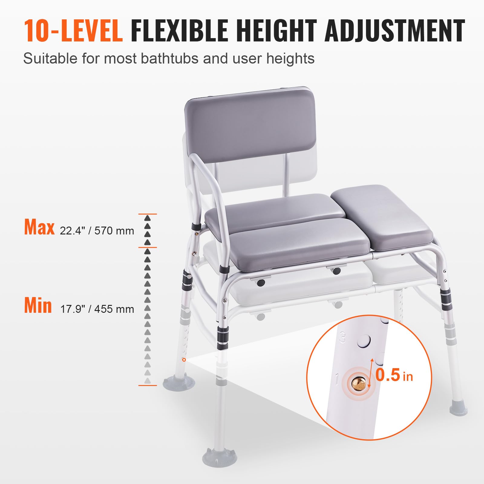 Foto 6 pulgar | Banco De Transferencia Vevor Para Bañera De 227 Kg Con Asiento Acolchado - Venta Internacional.