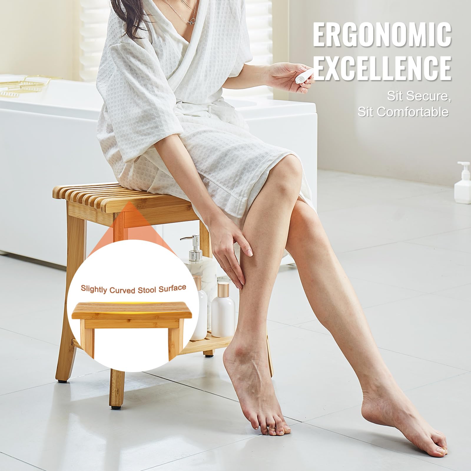 Foto 5 | Banco De Ducha Vevor Bamboo Impermeable Con Tapa De Almacenamiento De 150 Kg. - Venta Internacional.
