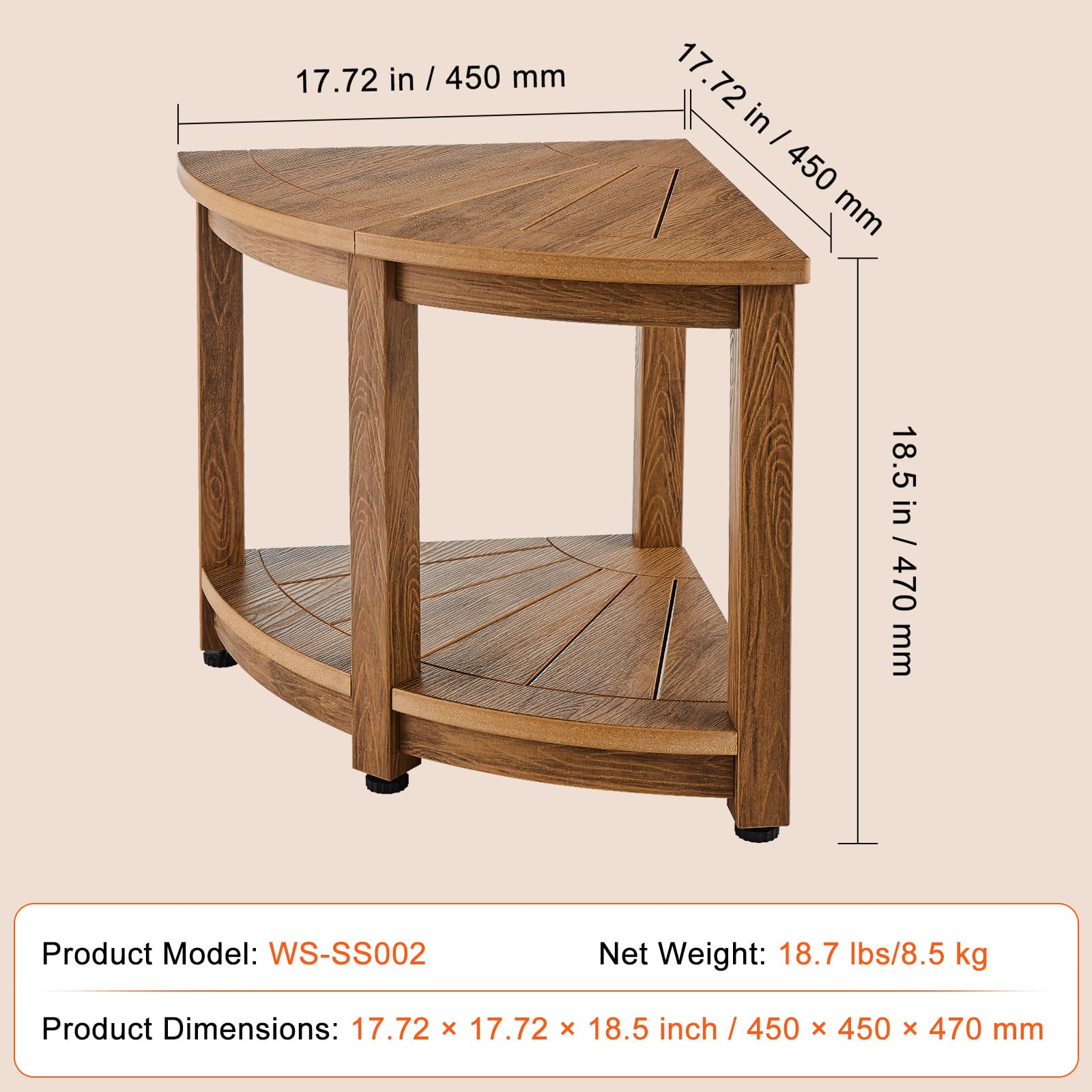 Foto 7 | Taburete De Ducha Vevor 18,5 Hdps Impermeable Con Almacenamiento De 160 Kg - Venta Internacional.