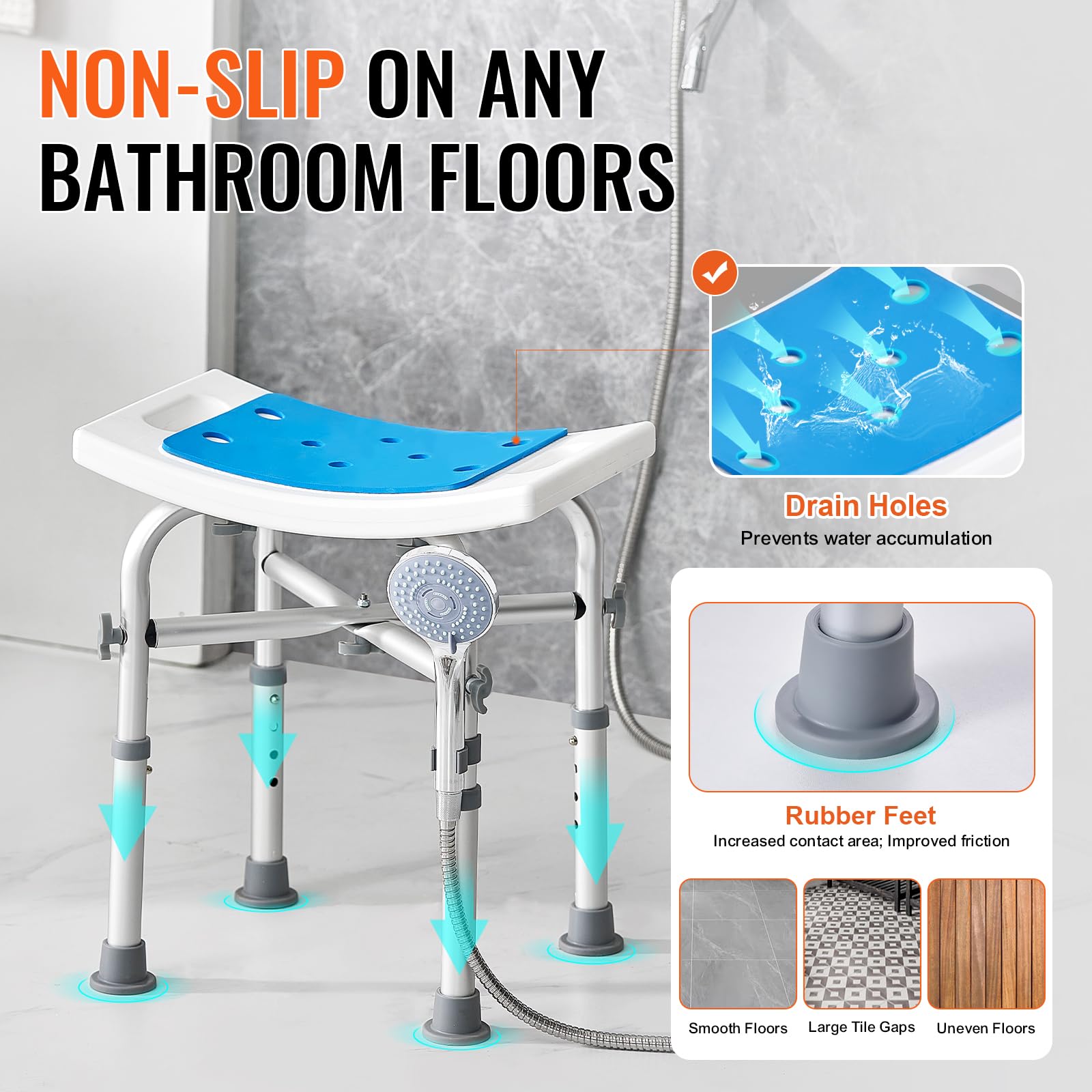 Foto 4 pulgar | Silla De Ducha Vevor, Altura Ajustable, 500 Libras, Para Personas Mayores - Venta Internacional.