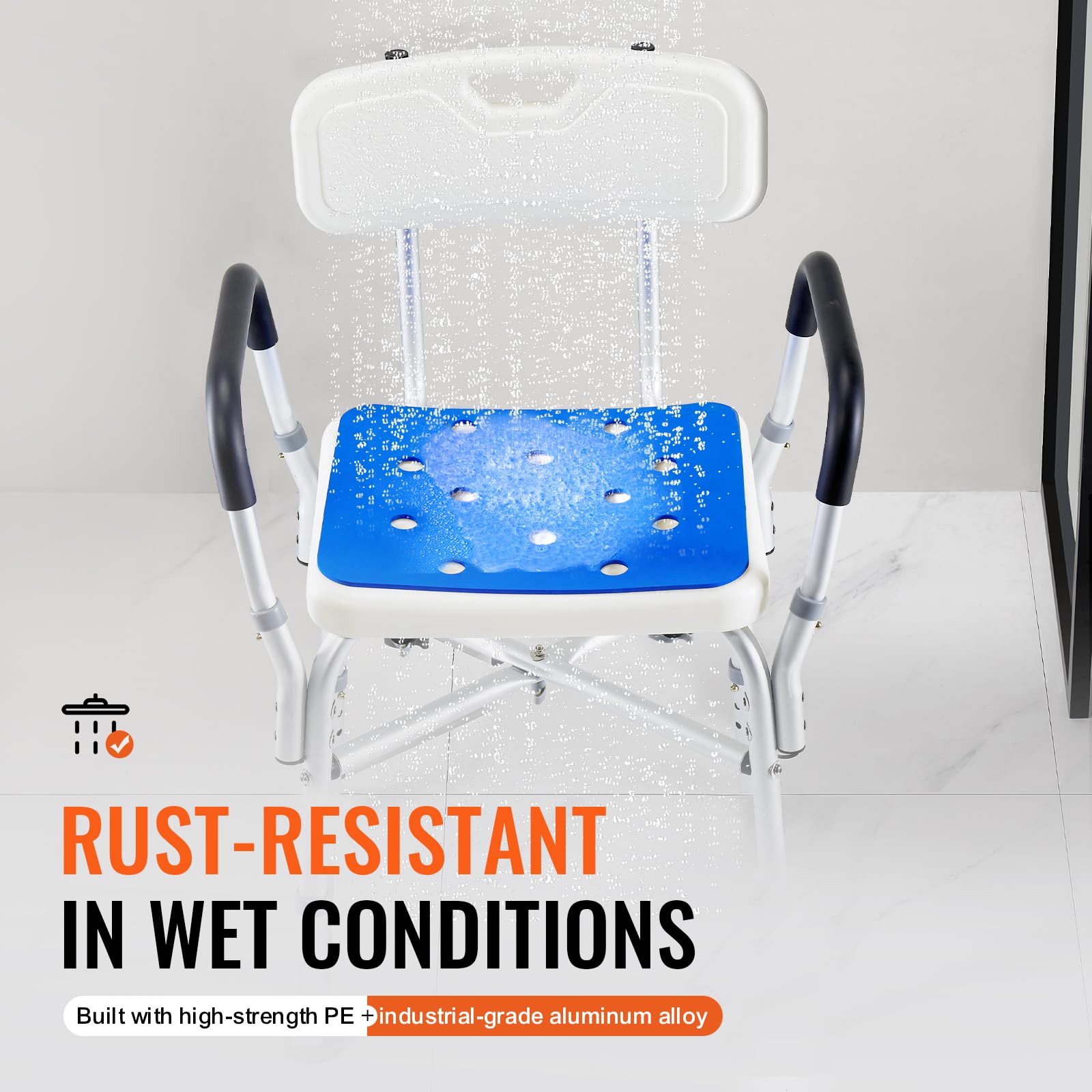 Foto 4 | Silla De Ducha Vevor De 400 Libras De Capacidad Con Reposabrazos Y Respaldo - Venta Internacional.