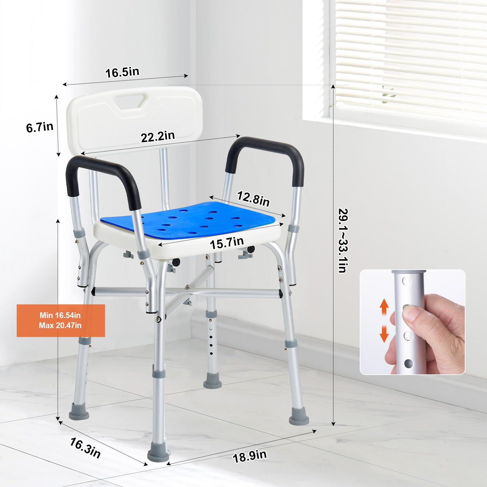 Foto 7 pulgar | Silla De Ducha Vevor De 400 Libras De Capacidad Con Reposabrazos Y Respaldo - Venta Internacional.
