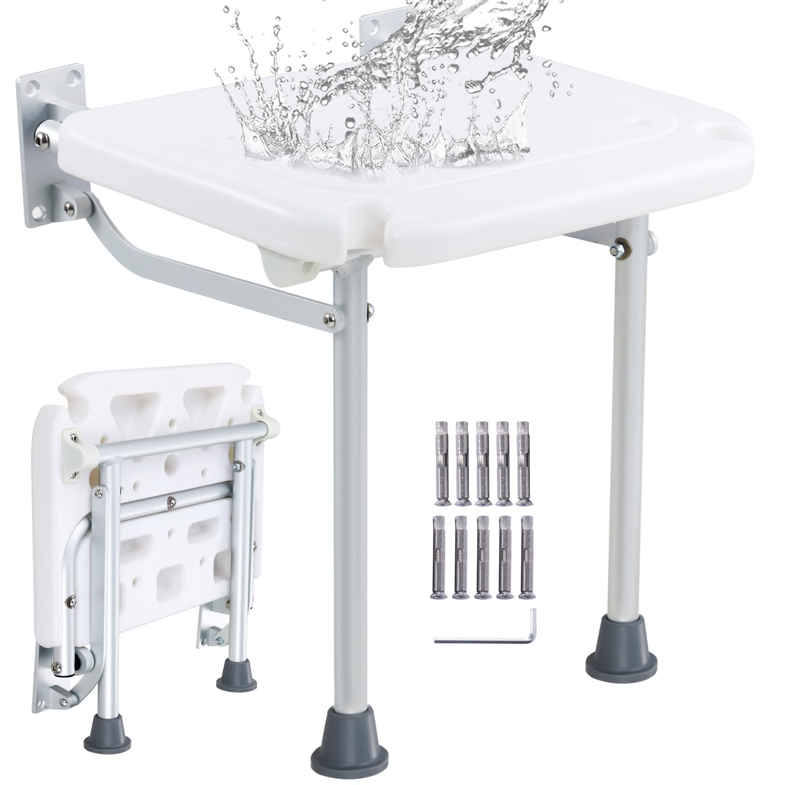 Asiento De Ducha Plegable Vevor Pe De 40 Cm X 37,5 Cm Montado En La Pared - Venta Internacional.