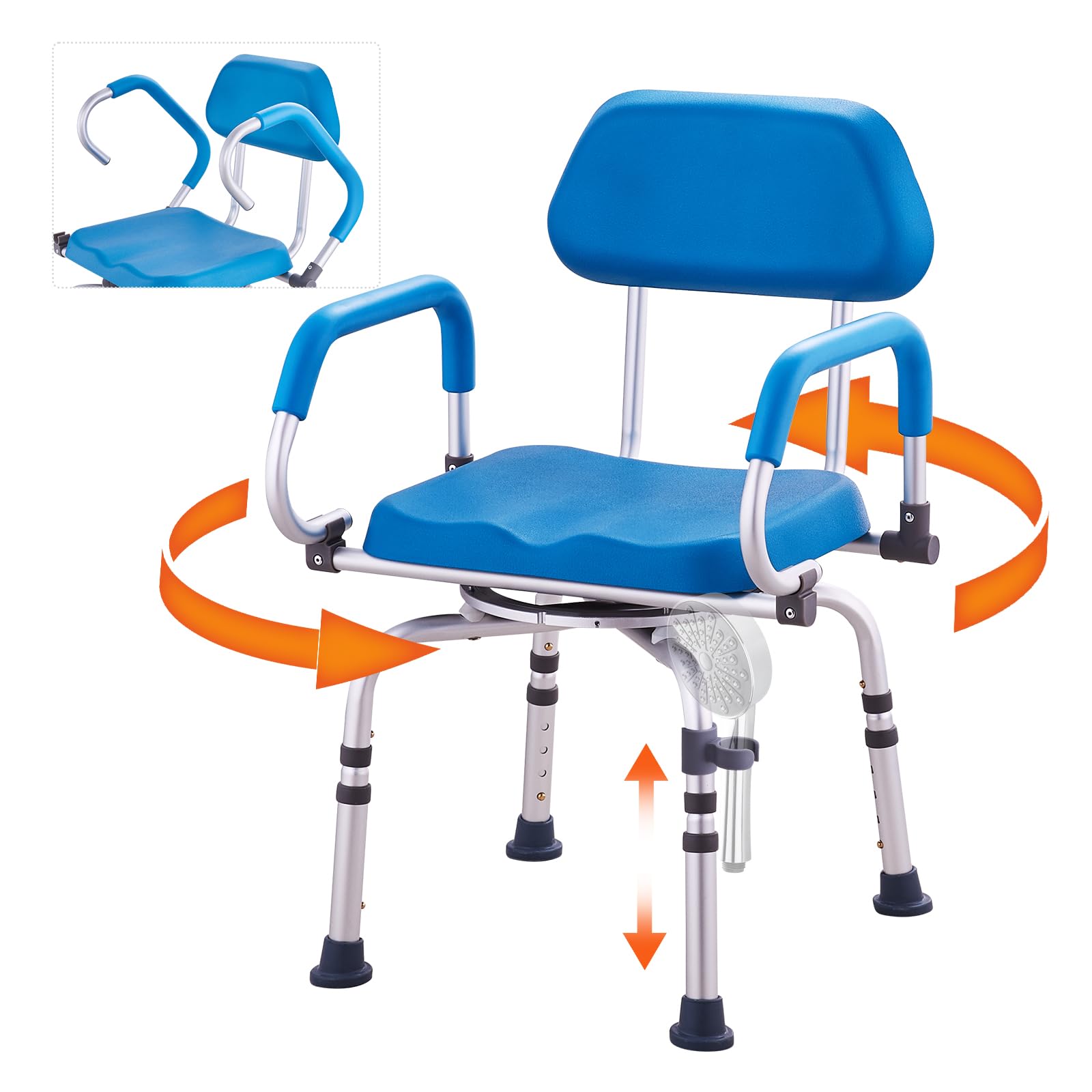 Silla De Ducha Vevor, Con Asiento De Baño Acolchado, Giratorio Y Ajustable 360° - Venta Internacional.