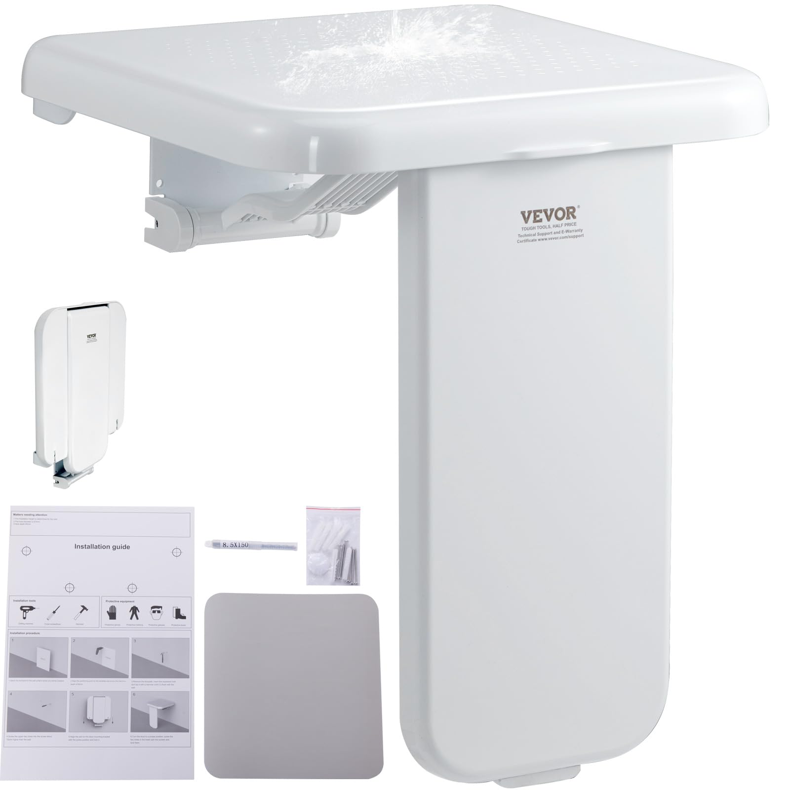 Asiento De Ducha Vevor Plegable Abs De 40 Kg De Capacidad De Carga - Venta Internacional.