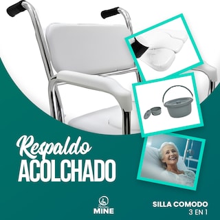 Foto 3 | Silla 3 En 1 Con Ruedas Para Adulto Mayor | Palanca Para Escalón | Inodoro Portátil, Ducha Y Silla De Ruedas |