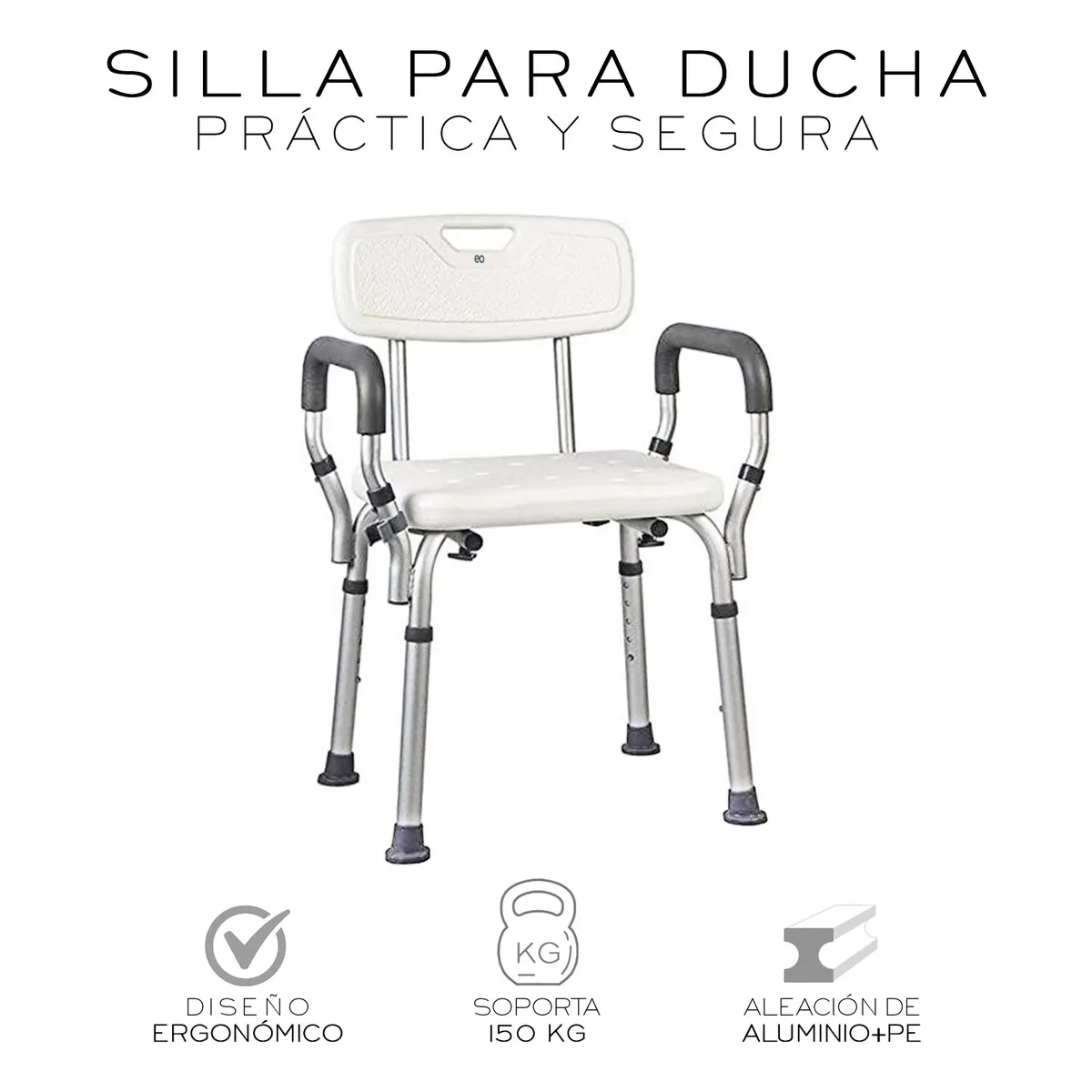 Foto 3 pulgar | Silla De Ducha Ajustable Eo Safe Imports Esi-20064 Blanco