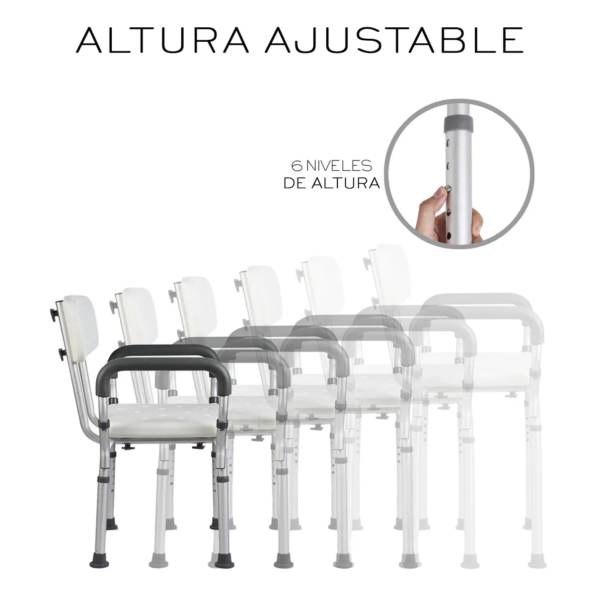 Foto 4 pulgar | Silla De Ducha Ajustable Eo Safe Imports Esi-20064 Blanco