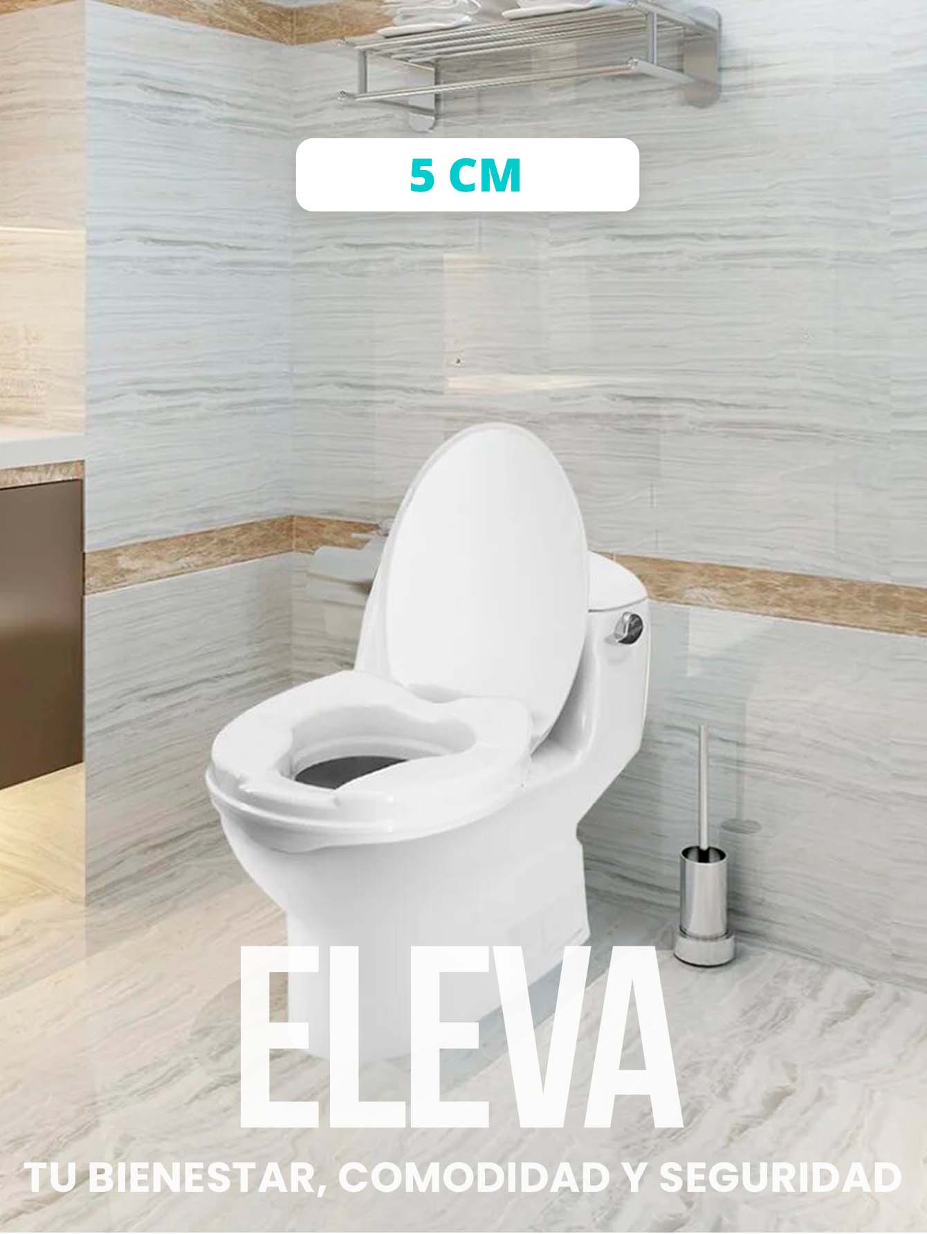 Foto 3 pulgar | Aumento Asiento para Baño con Tapa SC Super Confort SC-674 color Blanco Elevación 5 CM Silla para Adulto Mayor