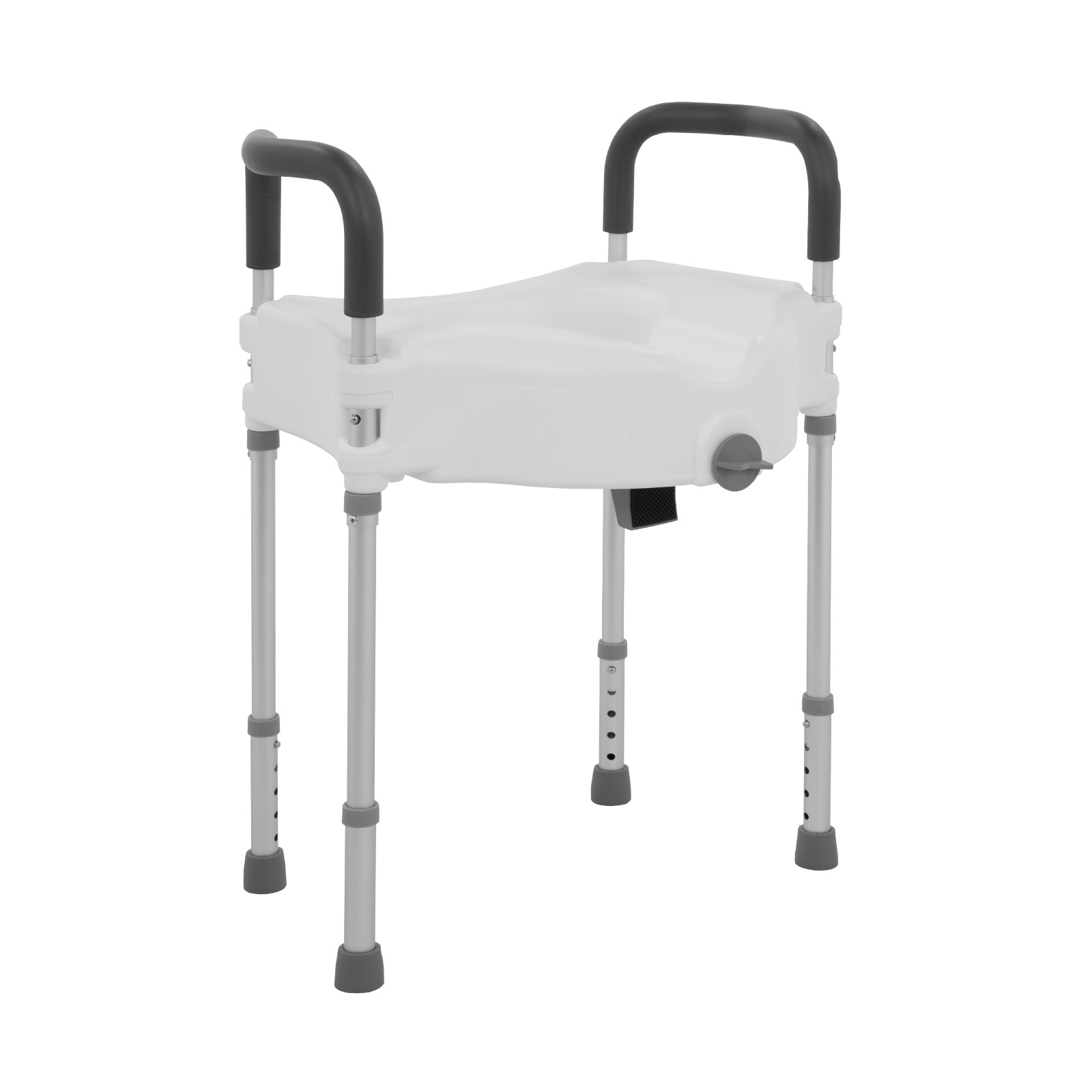 Elevador Para Inodoro Gris Con Pasamanos Desmontables, Seguro Frontal Y Diseño Ergonómico