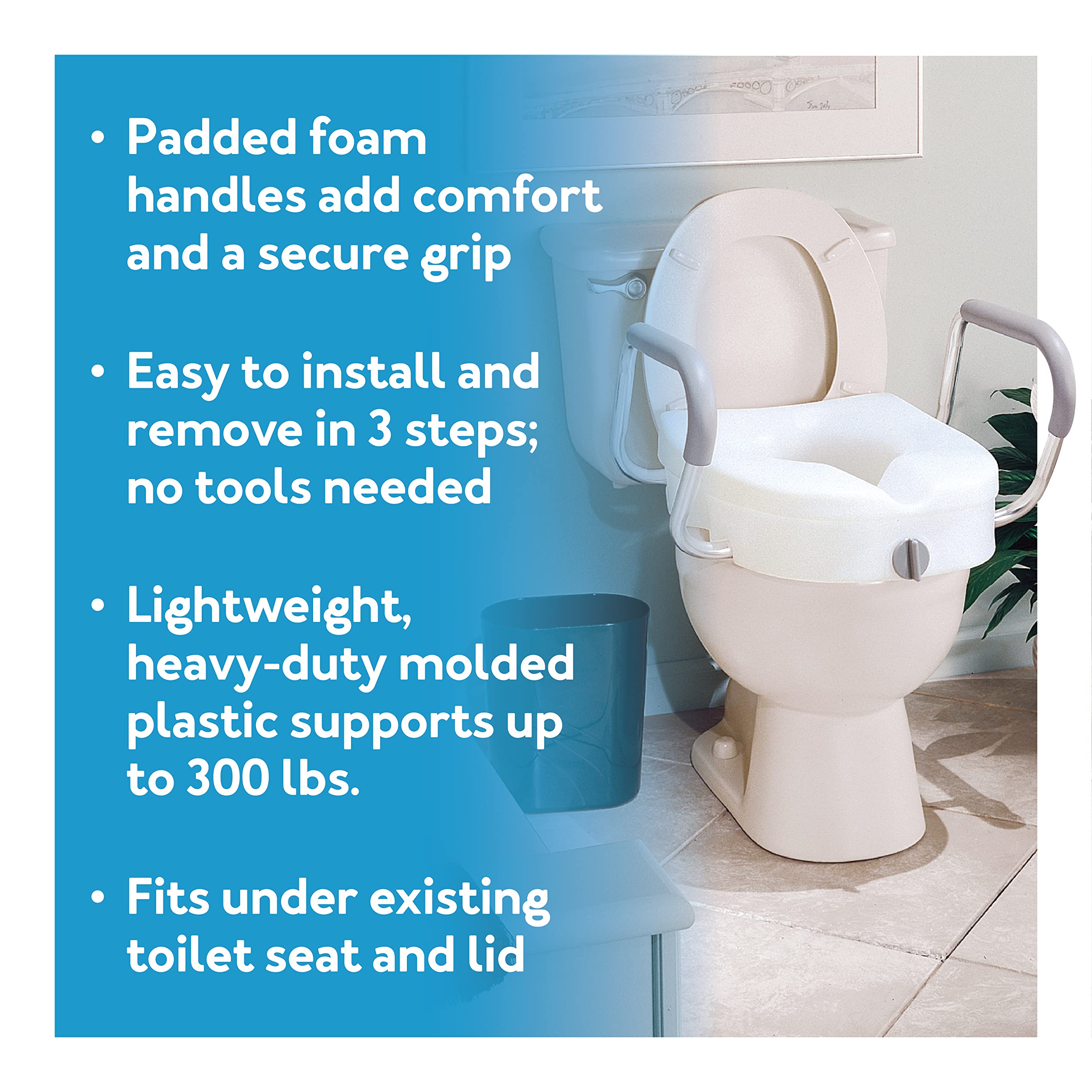 Foto 7 pulgar | Asiento De Inodoro Elevado Carex Ez Lock Con Asas, Elevador De 13 Cm - Venta Internacional.