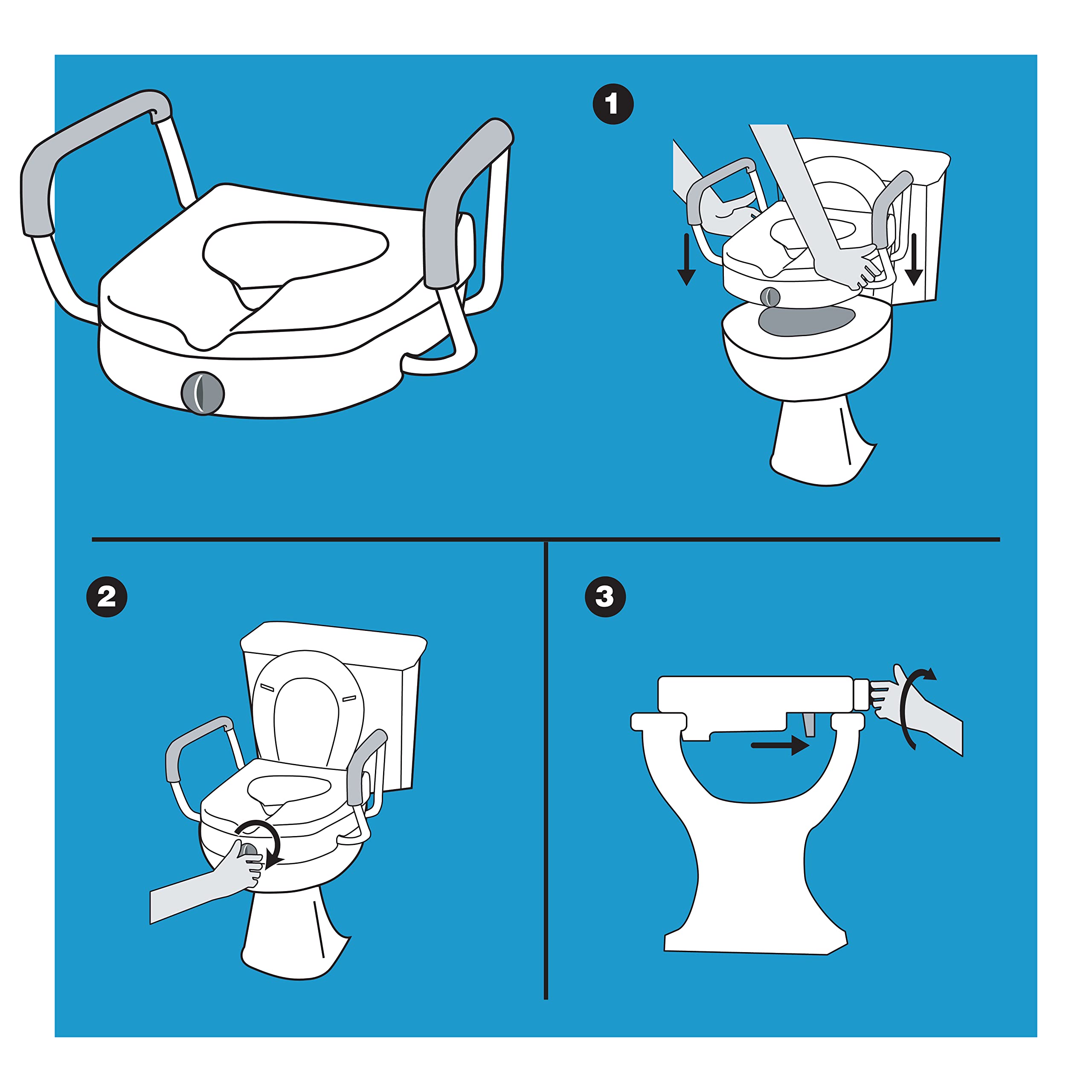Foto 8 pulgar | Asiento De Inodoro Elevado Carex Ez Lock Con Asas, Elevador De 13 Cm - Venta Internacional.