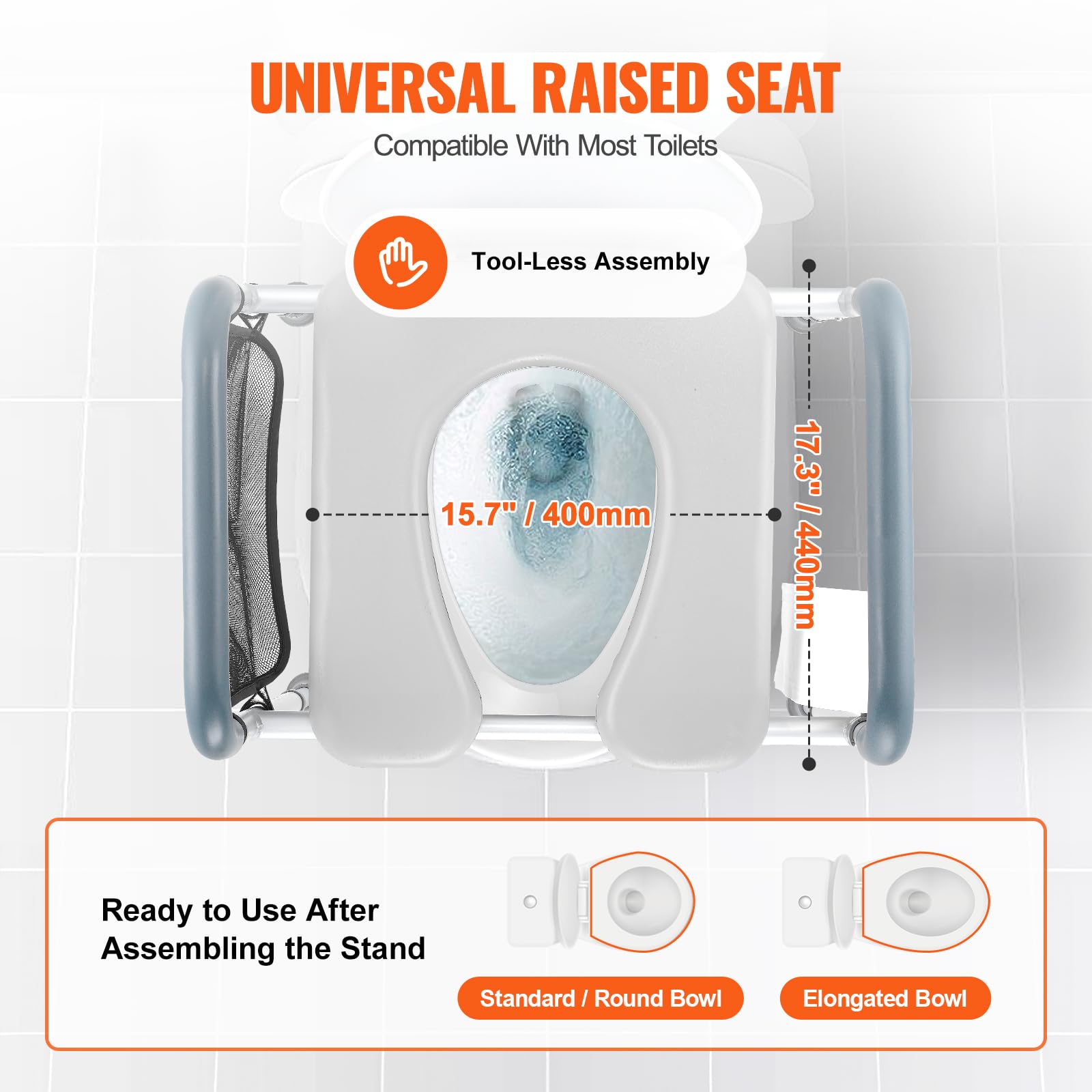 Foto 4 | Asiento De Inodoro Elevado Vevor, 7 Posiciones, Altura 19,3 — 25,2 160 Kg - Venta Internacional.