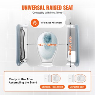 Foto 4 | Asiento De Inodoro Elevado Vevor, 7 Posiciones, Altura 19,3 — 25,2 160 Kg - Venta Internacional.