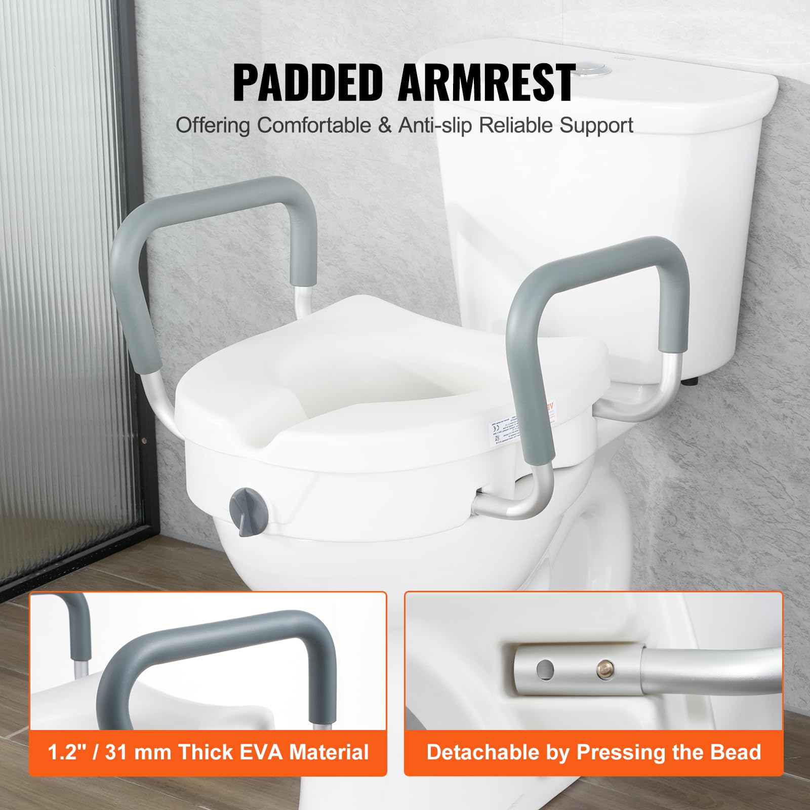Foto 6 pulgar | Asiento De Inodoro Elevado Vevor 5, Altura 160 Kg De Capacidad - Venta Internacional.