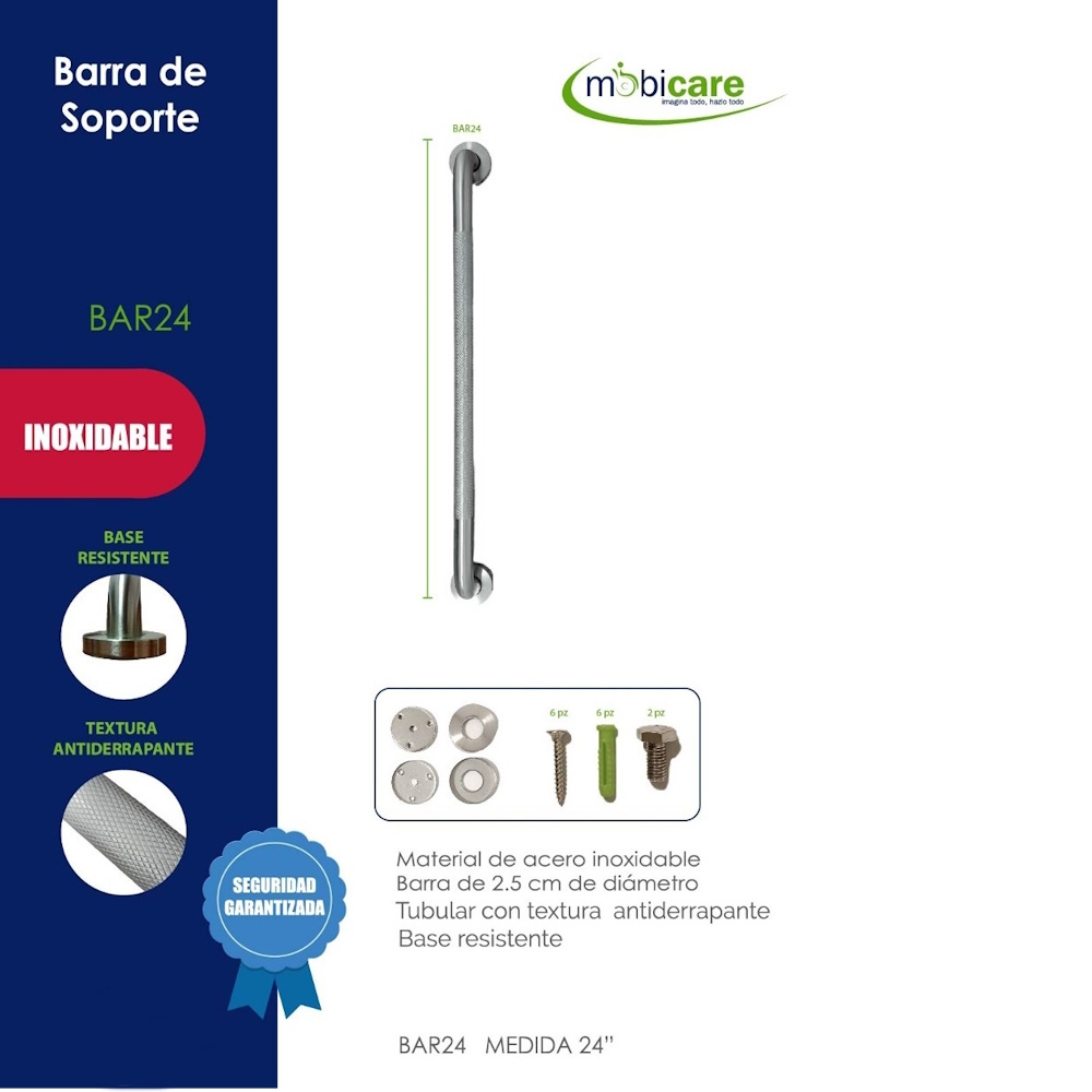 Foto 2 | Barra Soporte Antiderrapante Mobicare 24 Acero Inoxidable