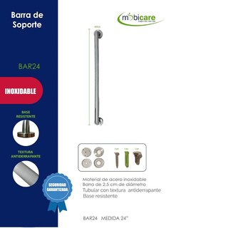 Foto 2 | Barra Soporte Antiderrapante Mobicare 24 Acero Inoxidable