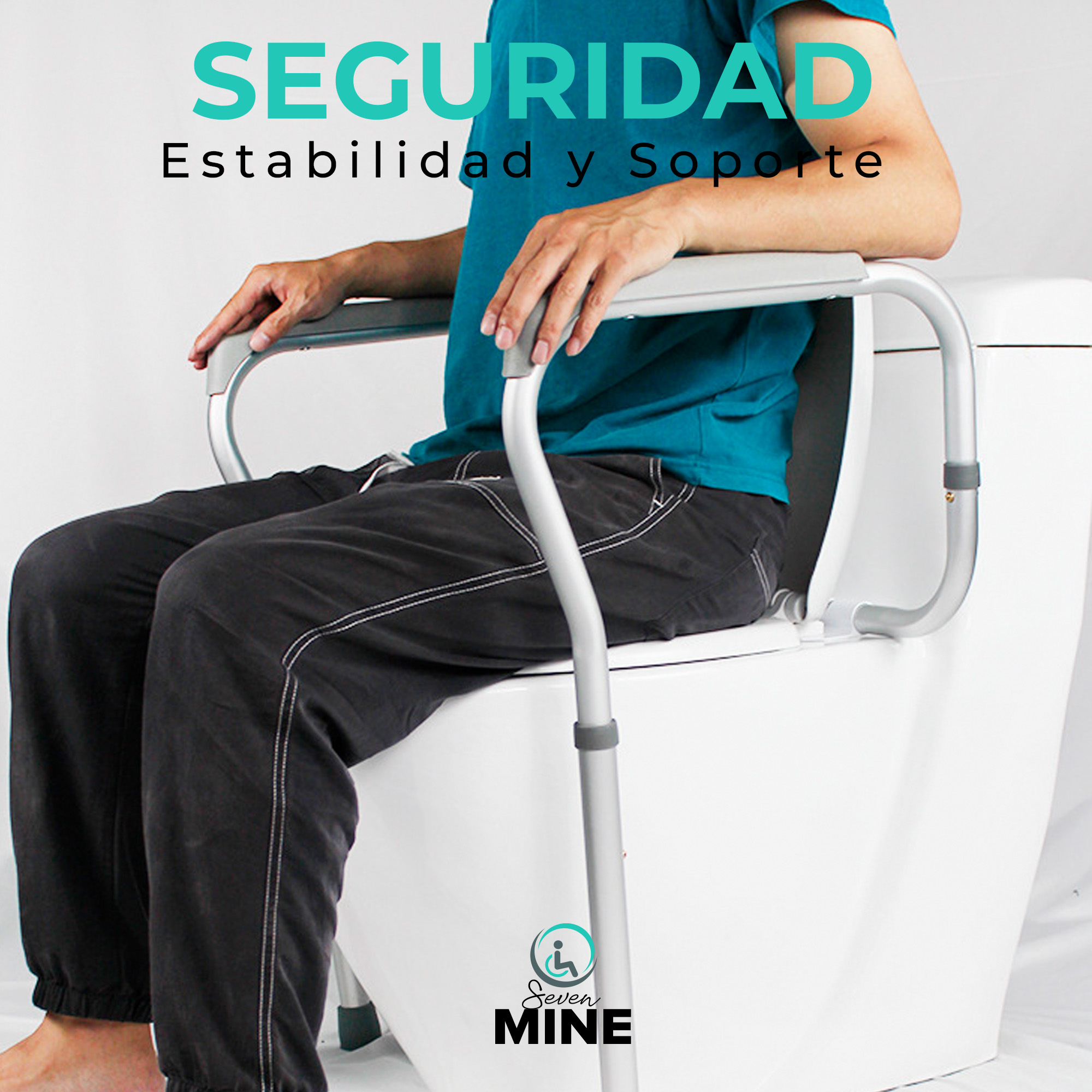 Foto 3 pulgar | Chasis Barras De Seguridad Para Wc Con Gomas (ajustable, Universal) | Barandal Pasamanos Para Inodoro Taza De Baño