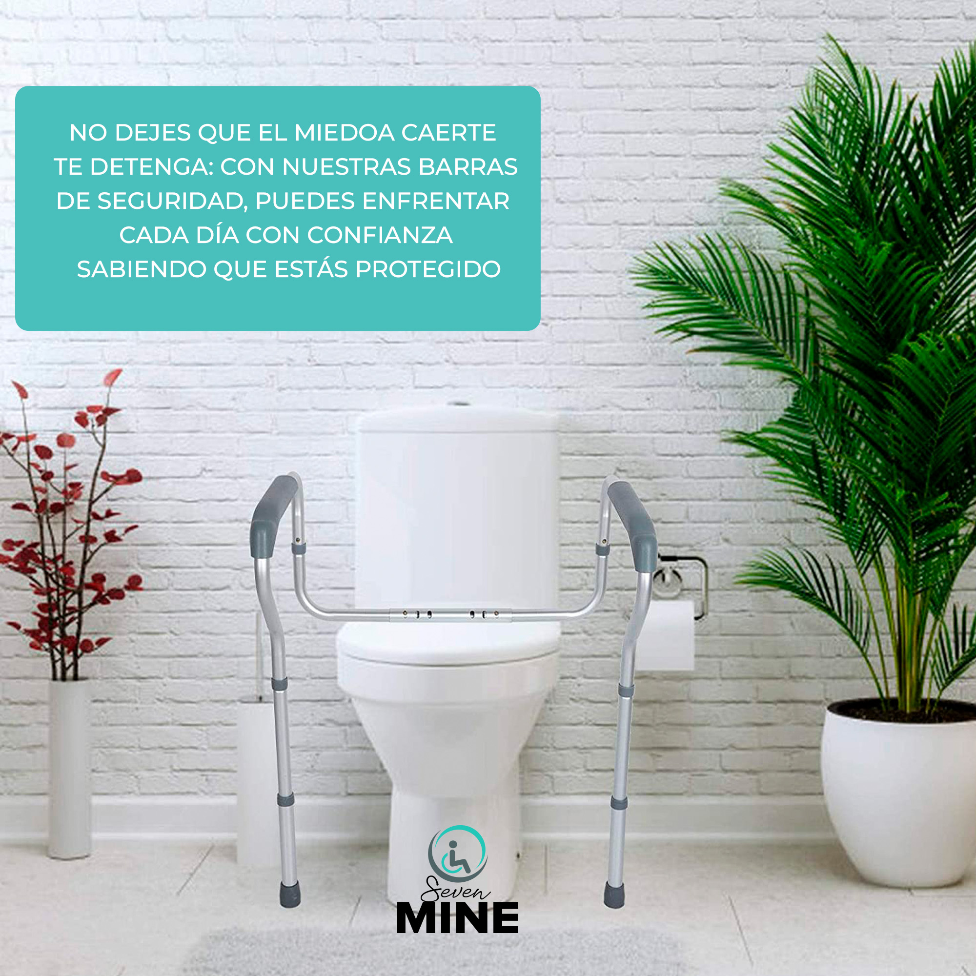 Foto 5 pulgar | Chasis Barras De Seguridad Para Wc Con Gomas (ajustable, Universal) | Barandal Pasamanos Para Inodoro Taza De Baño