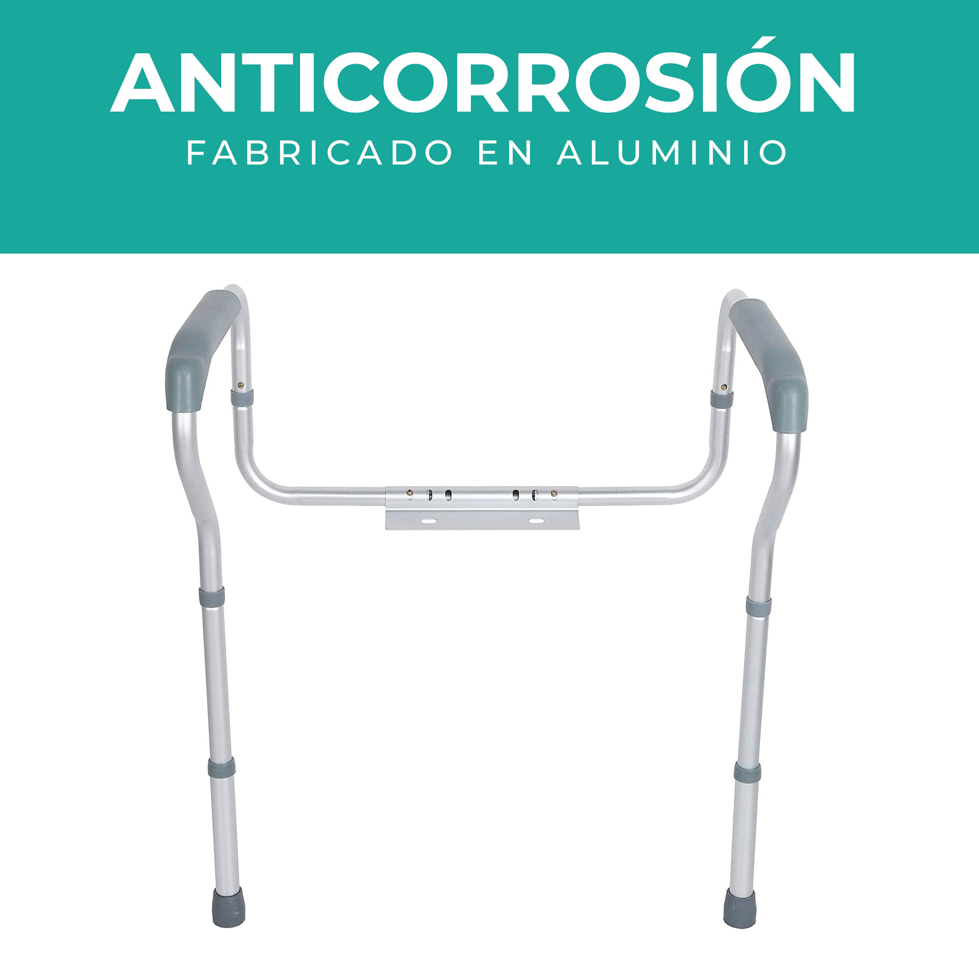 Foto 6 pulgar | Chasis Barras De Seguridad Para Wc Con Gomas (ajustable, Universal) | Barandal Pasamanos Para Inodoro Taza De Baño