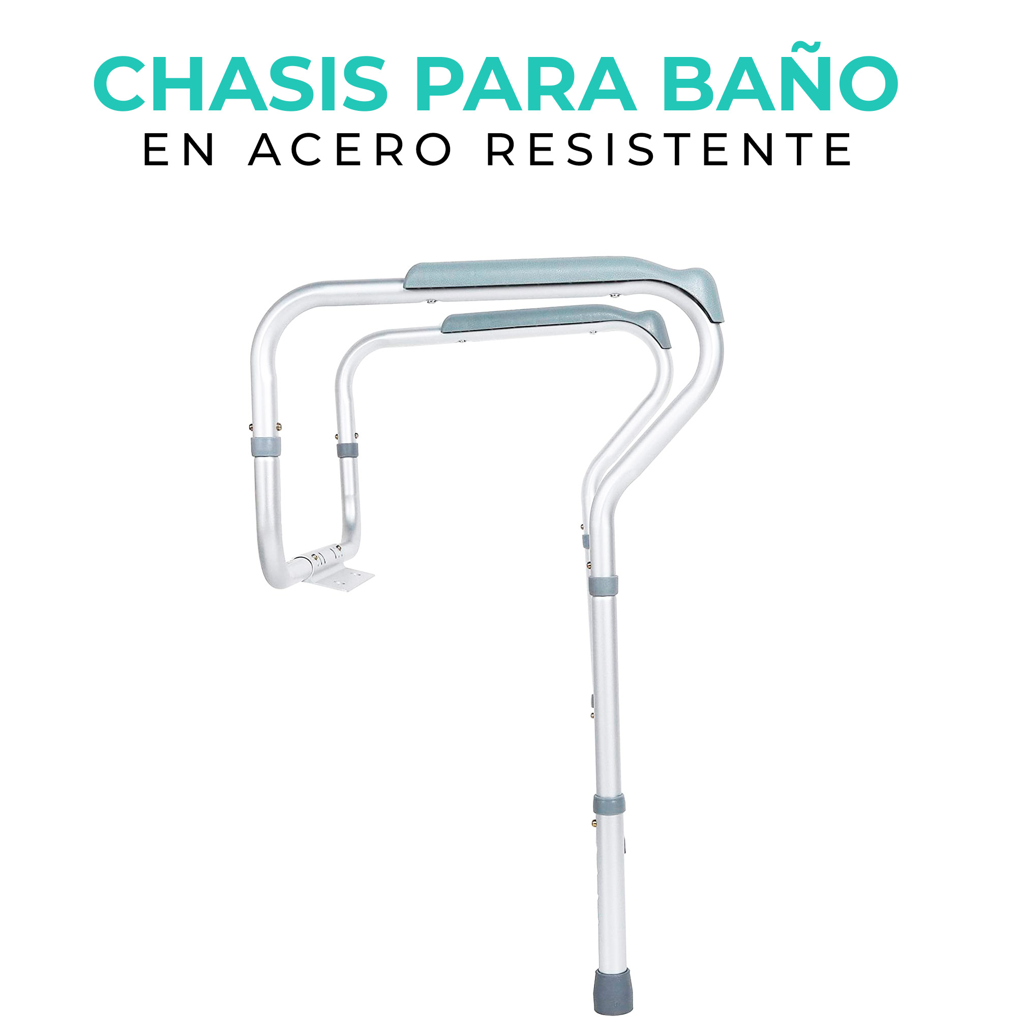 Foto 8 pulgar | Chasis Barras De Seguridad Para Wc Con Gomas (ajustable, Universal) | Barandal Pasamanos Para Inodoro Taza De Baño