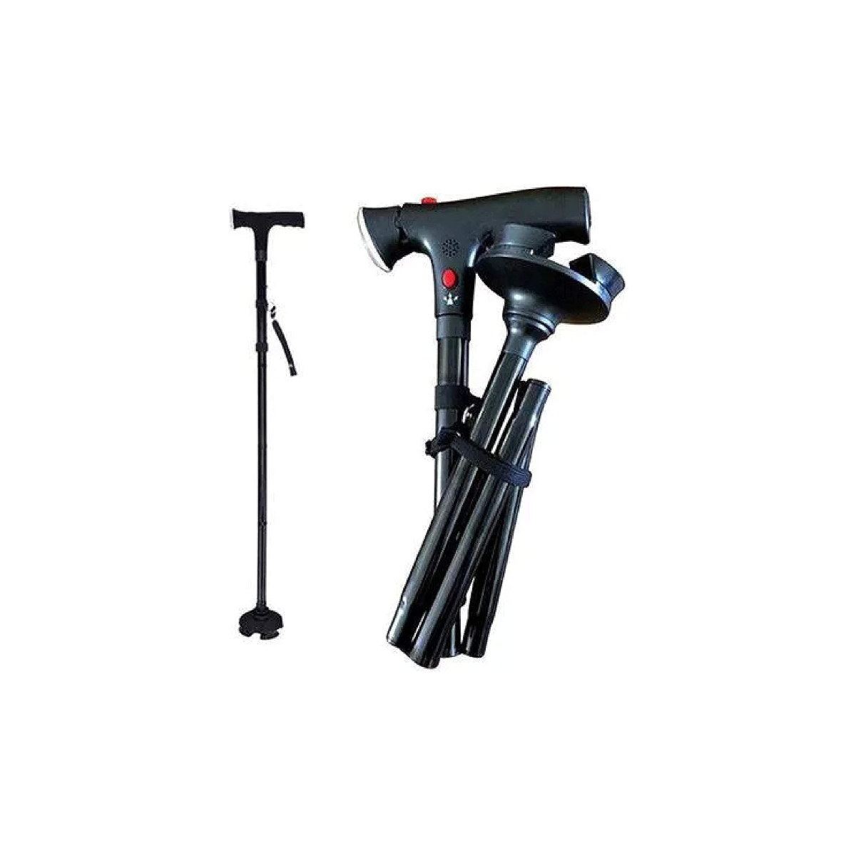 Foto 2 pulgar | Baston Plegable Con Luz Led Y Alarma Altura Ajustable Ideal Para Adulto Mayor