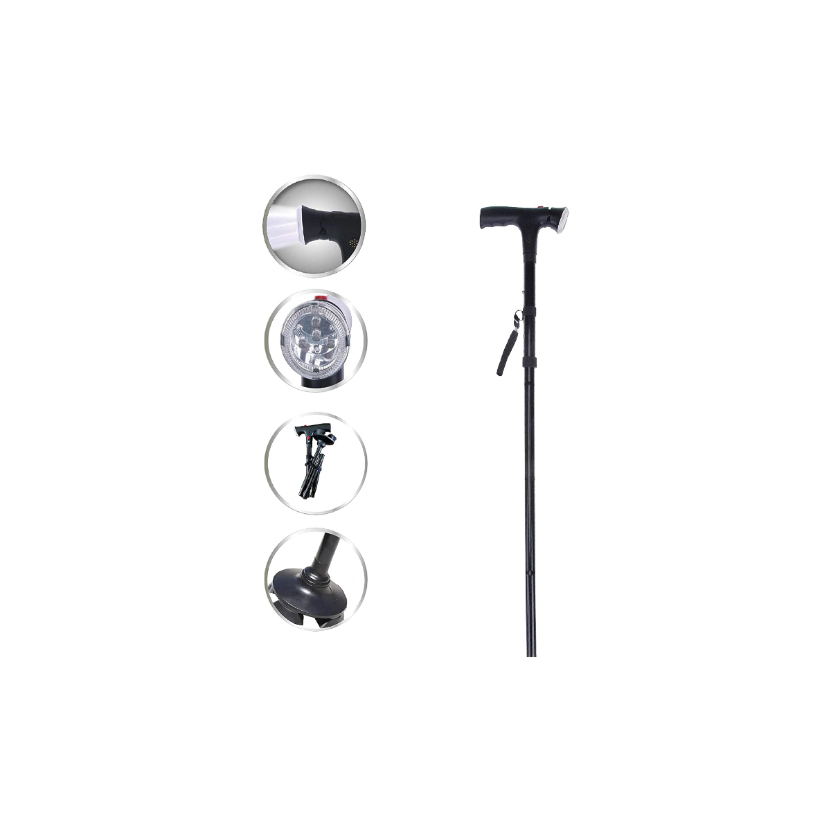 Foto 2 | Baston Plegable Con Luz Led Y Alarma Altura Ajustable Ideal Para Adulto Mayor