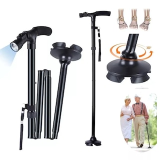 Foto 2 | Bastón Plegable con Luz Led 4 Puntos de Apoyo Eo Safe Imports Esi-11132 Negro