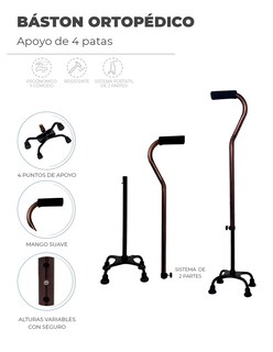 Foto 3 | Bastón de Apoyo 4 Puntos Linium de Aluminio Ortopédico