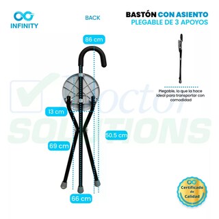 Foto 4 | Bastón Tripié Rider De 3 Apoyos Plegable. Con Asiento