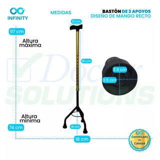Foto 4 | Bastón De Aluminio De 3 Apoyos Base Alta Mango Recto