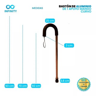Foto 4 | Bastón De Aluminio Mango Curvo Infinity Antiderrapante
