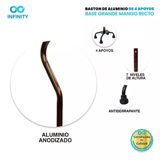Foto 5 | Bastón Infinity De Aluminio 4 Apoyos Base Grande Mango Diseño Recto