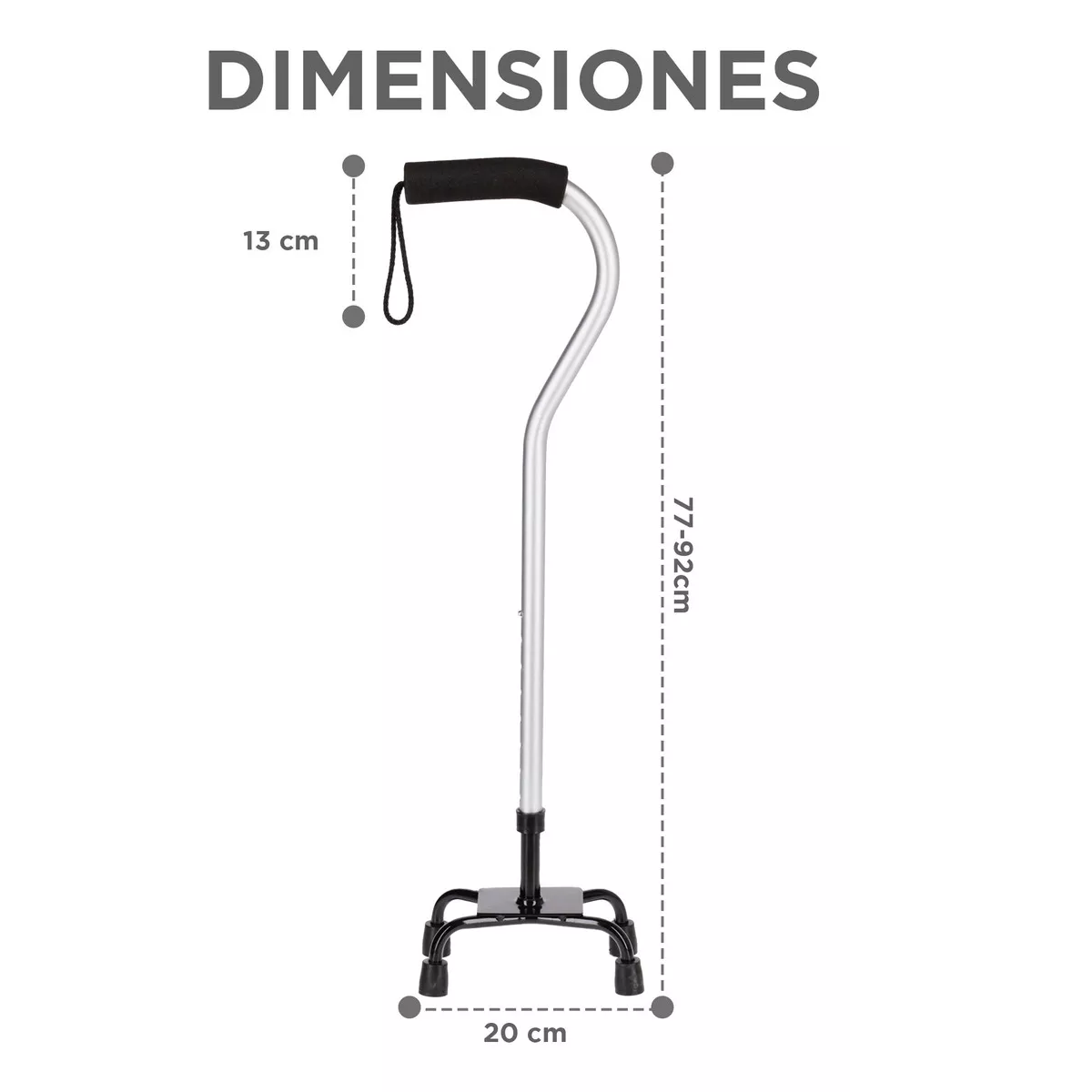 Foto 3 pulgar | Bastón para Caminar de 4 Apoyos Ortopédico Cuello de Ganzo Eo Safe Imports Esi-18225 Plateado