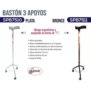 Foto 2 | Bastón 3 Apoyos Ergonomico Ajustable Bronce Speedy