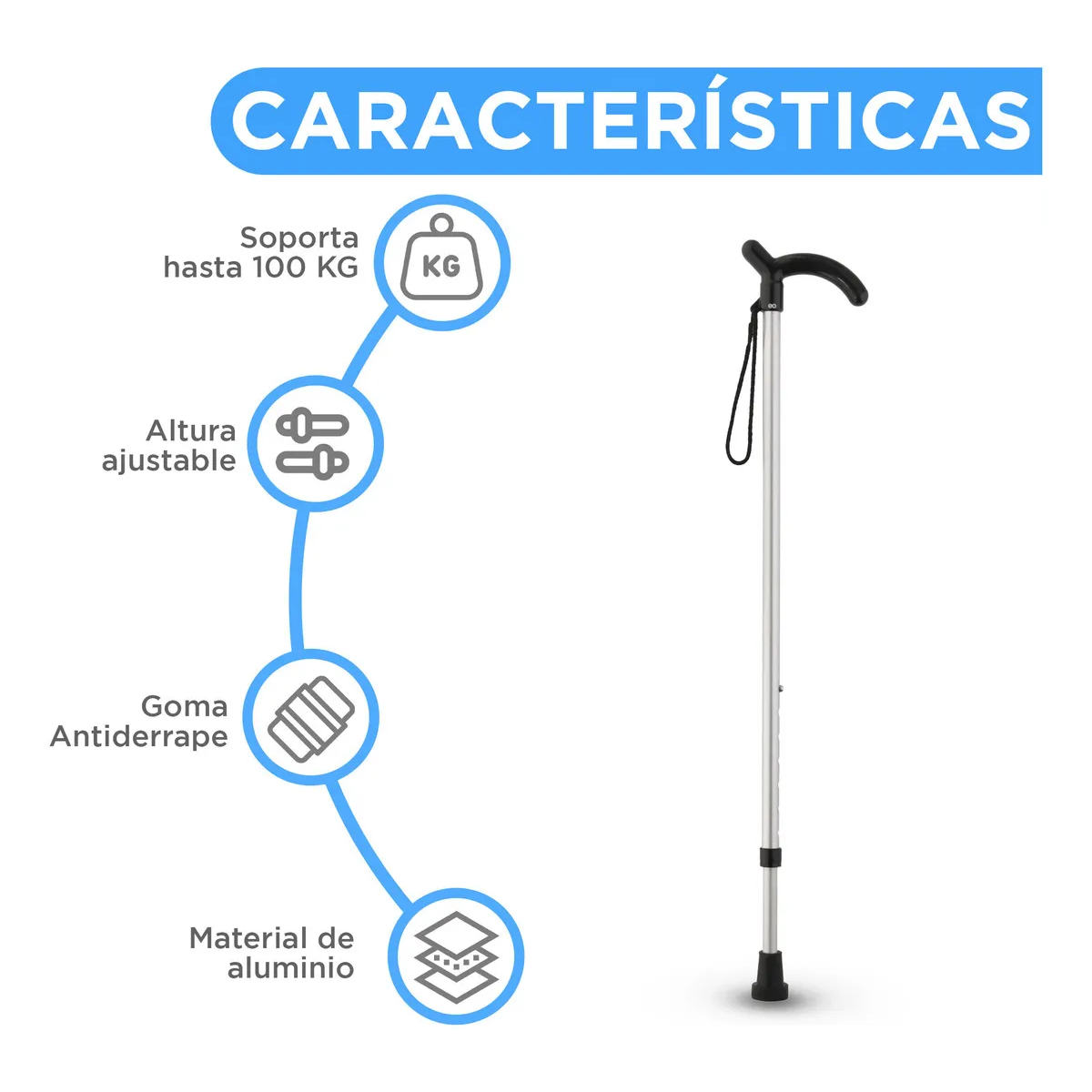 Foto 4 pulgar | Bastón Ortopédico Ajustable Eo Safe Imports Esi-19156 Plata