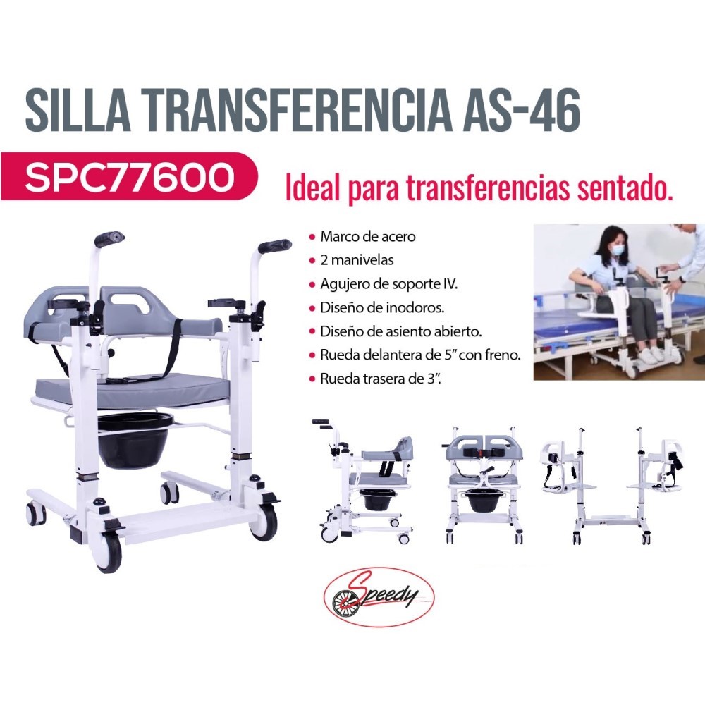 Foto 5 | Silla de Transferencia Hidráulica Cómodo Speedy Spc77600 Blanco