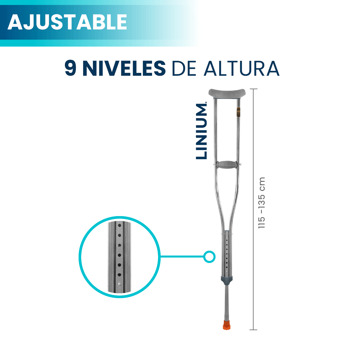 Foto 5 | Muletas Linium Ajustables de Aluminio 1 Par