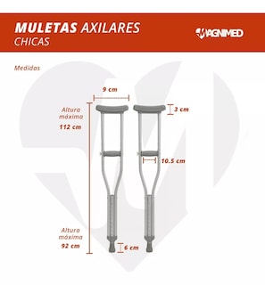 Foto 2 | Muletas Chicas De Aluminio - Soportan Hasta 70kg, Axilares Acojinados, Regatones Antiderrapantes