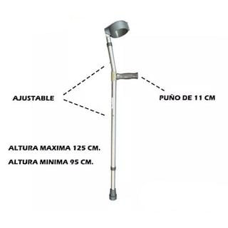 Foto 3 | Muletas Canadiense Infantil Ajustable Aluminio Plata Speedy
