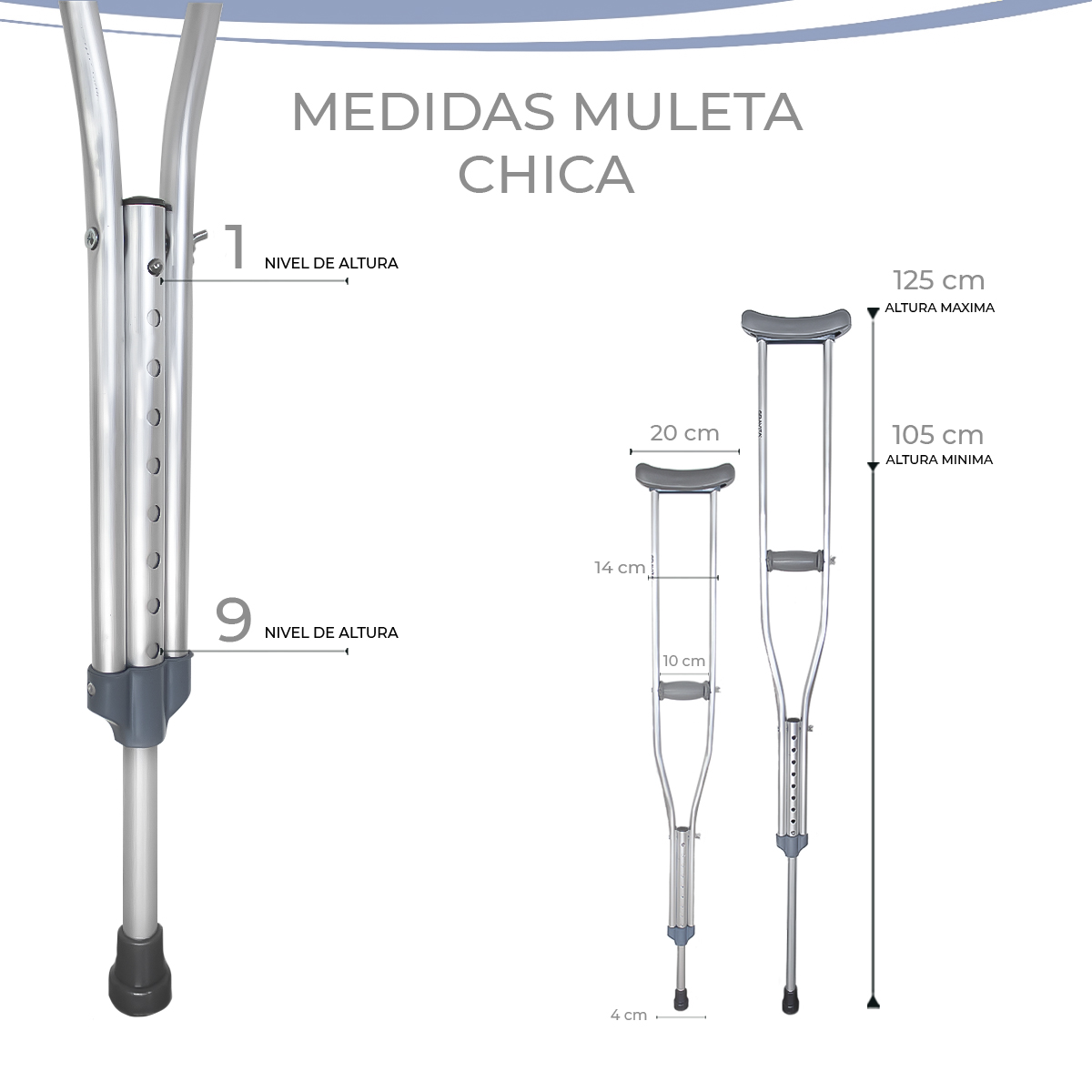 Foto 5 pulgar | Muletas Auxiliarles De Aluminio Ajustables Marca Gravita