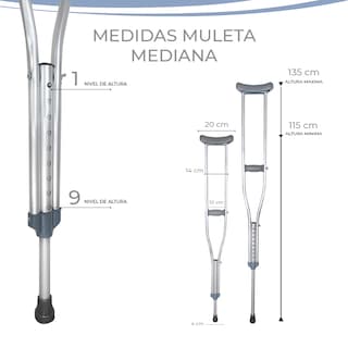 Foto 4 | Muletas Auxiliares de Aluminio Ajustables Marca Gravita