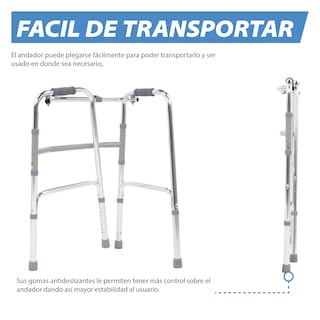 Foto 4 | Andadera Ortopédico Onof Virginia De Aluminio Ligero Plegable Color Plata-negro