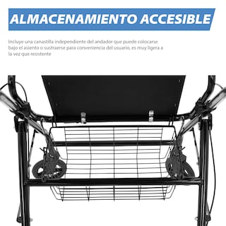 Foto 3 | Andadera Para Adulto C/ Ruedas Onof Texas Asiento Y Canastilla 4 En 1 Color Negro