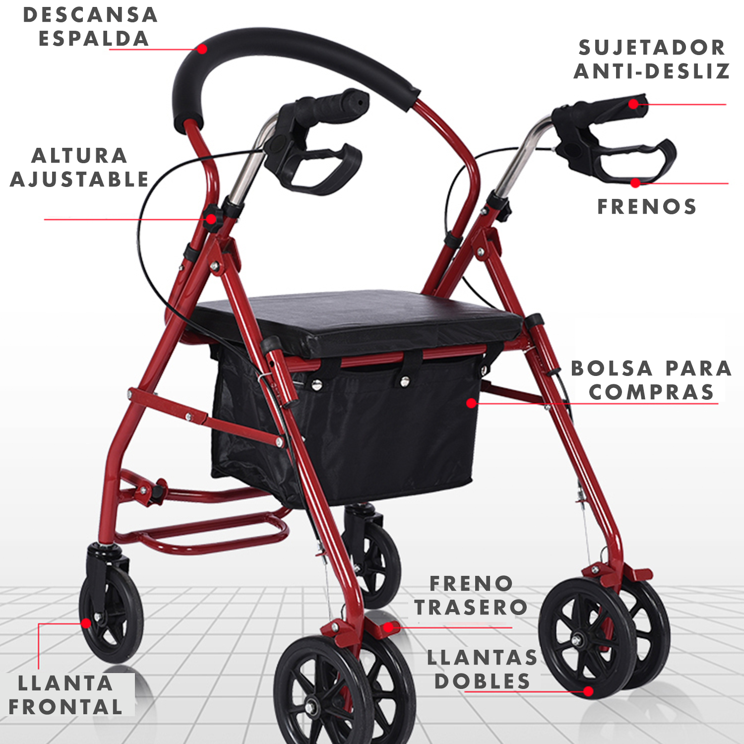 Foto 7 pulgar | Andadera Y Silla De Traslado Andafacil Rollator 2 En 1 Portátil