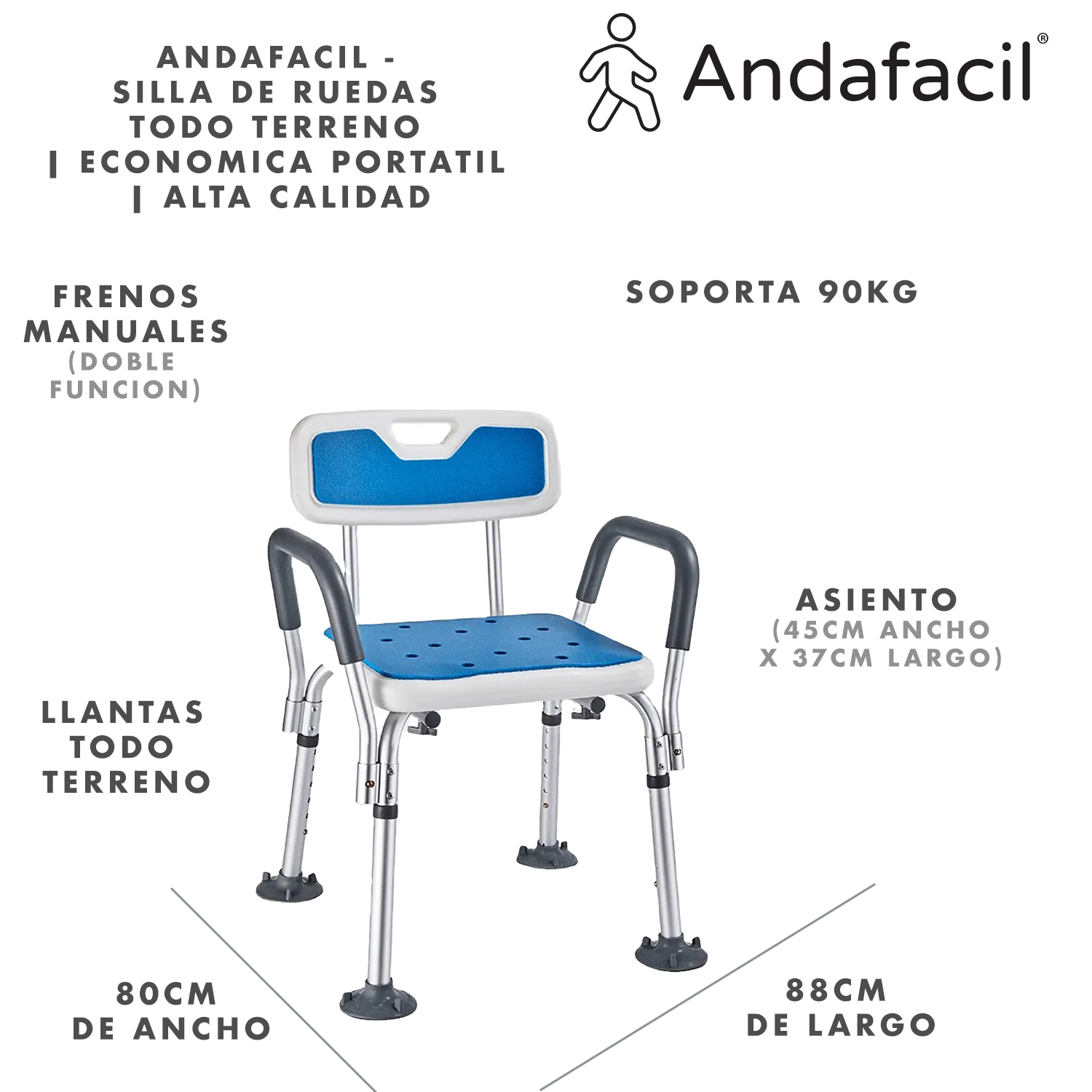 Foto 2 | Silla Antideslizante Andafacil para Baño Extra Resistente