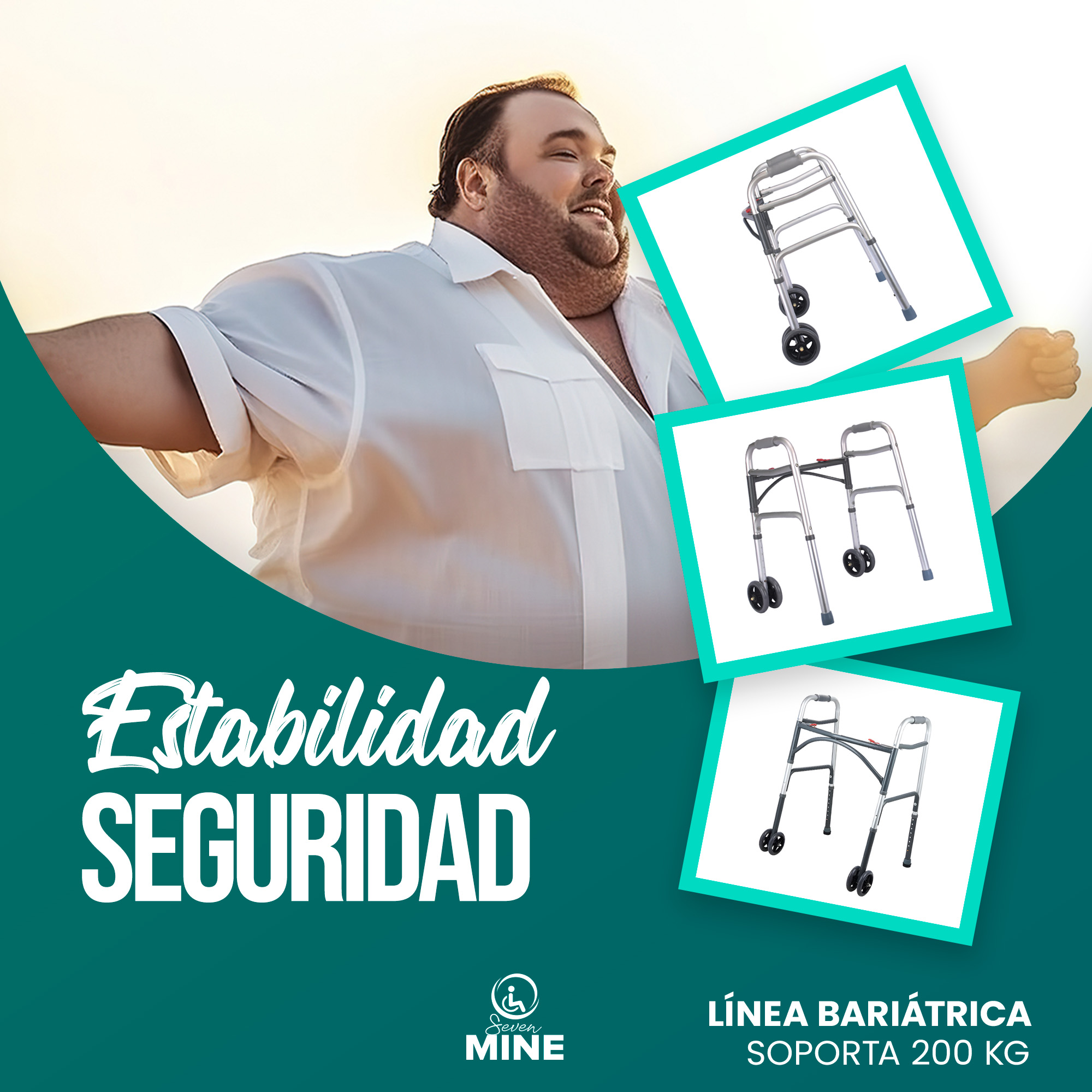 Foto 3 pulgar | Andadera Bariátrica Soporta 200 Kg | Llantas Delanteras Dobles 5”